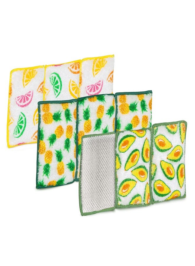 Smart Design Non Scratch Scrub Sponge with Bamboo Odorless Rayon Fiber - Set of 9 - Ultra Absorbent - Soft and Scrubber Side - Cleaning, Dishes, and Hard Stains - Prints - Image 1